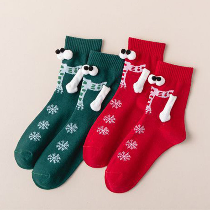 Couple Magnetic Christmas Socks (2 Pairs)